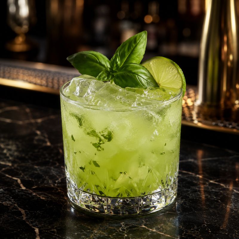 Gin Basil Smash cocktail
